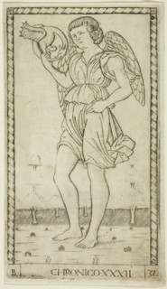 Genius of Time, plate 32 from Genii and Virtues, c. 1465, Master of the E-Series Tarocchi, Italian,