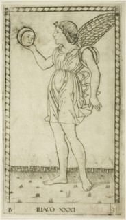 Genius of the Sun, plate 31 from Genii and Virtues, c. 1465, Master of the E-Series Tarocchi,