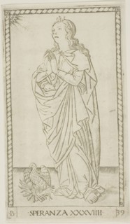 Hope, plate 39 from Genii and Virtues, c. 1465, Master of the E-Series Tarocchi, Italian, active c.