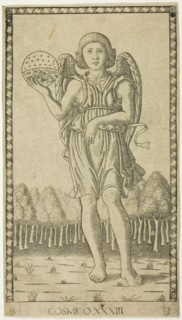 Genius of the World, plate 33 from Genii and Virtues, c. 1465, Master of the E-Series Tarocchi,