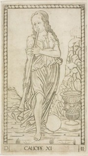 Calliope, plate eleven from Apollo and the Muses, c. 1465, Master of the E-Series Tarocchi,
