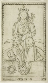 Apollo, plate 20 from Apollo and the Muses, c. 1465, Master of the E-Series Tarocchi, Italian,