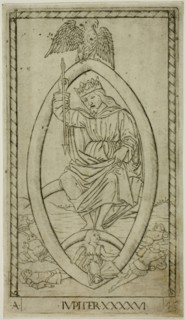 Jupiter, plate 46 from Planets and Spheres, c. 1465, Master of the E-Series Tarocchi, Italian,