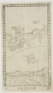 The Sun, plate 44 from Planets and Spheres, c. 1465, Master of the E-Series Tarocchi, Italian,