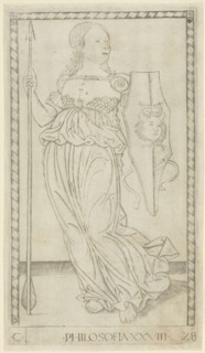 Philosophy, plate 28 from Arts and Sciences, c. 1465, Master of the E-Series Tarocchi, Italian,