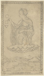 Geometry, plate 24 from Arts and Sciences, c. 1465, Master of the E-Series Tarocchi, Italian,