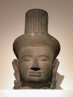 Head of a Male Deity (Deva), Angkor period, 10th/11th century, Cambodia, Cambodia, Sandstone, 54.5