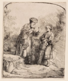 Abraham and Isaac, 1645, Rembrandt van Rijn, Dutch, 1606-1669, Holland, Etching and drypoint on