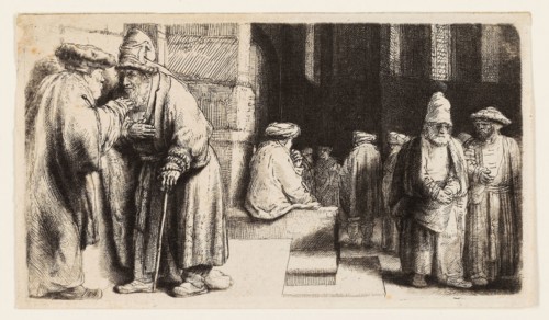 Jews in the Synagogue, 1648, Rembrandt van Rijn, Dutch, 1606-1669, Holland, Etching and drypoint on