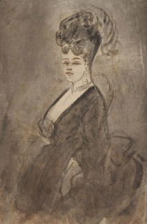 Three-Quarter Length Portrait of a Woman, 1865/70, Constantin Guys, French, 1802-1892, France, Pen