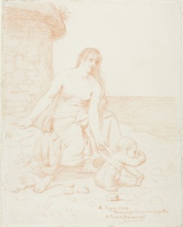 Fisherman’s Family, c. 1883, Pierre Puvis de Chavannes, French, 1824-1898, France, Red chalk on