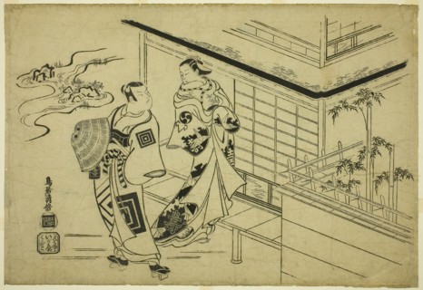 The Actors Nakamura Takesaburo I as Kewaizaka no Shosho and Ichikawa Danjuro II as Soga no Goro in