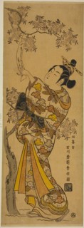 Young Woman Reading Tanzaku Tied to a Cherry Tree, c. 1741, Ishikawa Toyonobu, Japanese, 1711-1785,