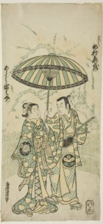 The Actors Ichimura Kamezo I as Kanto Koroku and Arashi Tominosuke I as Hayasaki in the play Hokazo