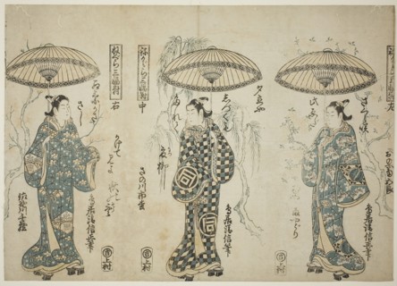 The Actors Onoe Kikugoro I (right), Sanogawa Ichimatsu I (center), and Sanogowa Senzo (left), from