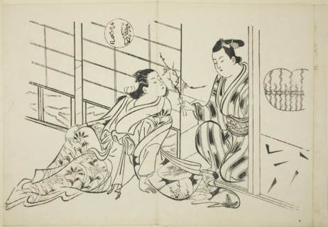 The Sakaki Chapter from The Tale of Genji (Genji Sakaki), from a series of Genji parodies, c. 1710,