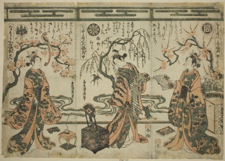The Actors Sanogawa Ichimatsu (right), Nakamura Tomijuro (center), and Nakamura Kumetaro (left),