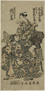 The Actors Segawa Kichiji II as Okichi, Bando Hikosaburo II as Shuntokumaru, and Onoe Kikugoro I as