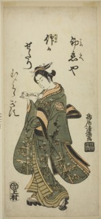 The Actor Nakamura Matsue as Oshichi in the play Fujibumi Sakae Soga, performed at the Ichimura
