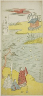 The Poet Ariwara no Narihira on the bank of the Sumida River, c. 1764, Torii Kiyomitsu I, Japanese,