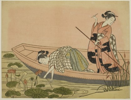 Gathering Lotus Flowers, c. 1765, Suzuki Harunobu ?? ??, Japanese, 1725 (?)-1770, Japan, Color