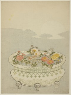 Chrysanthemums and the Rising Moon, c. 1766, Attributed to Suzuki Harunobu ?? ??, Japanese, 1725