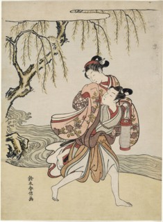 The Elopement (parody of Akutagawa episode from Tales of Ise), c. 1767, Suzuki Harunobu ?? ??,