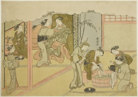 The First Childbirth (Uizan), the seventh sheet of the series Marriage in Brocade Prints, the