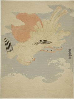 Phoenix Flying Over Waves in front of Morning Sun, c. 1772, Isoda Koryusai, Japanese, 1735-1790,