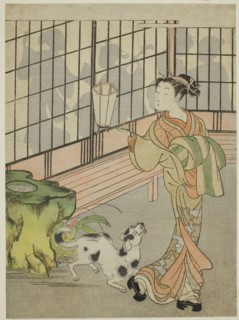 Courtesan Looking Back at Shadows on the Shoji, c. 1770, Attributed to Isoda Koryusai, Japanese,