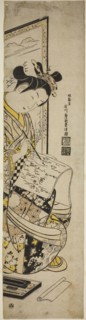 Woman Writing a Letter in Front of a Screen, early 1740s, Ishikawa Toyonobu, Japanese, 1711-1785,