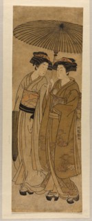 Two Young Women Walking Under an Umbrella, c. 1777, Isoda Koryusai, Japanese, 1735-1790, Japan,