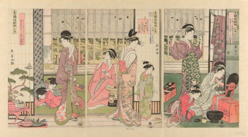 Rain the Morning After in the Pleasure Quarter (Seiro kinuginu no ame), c. 1795, Eishosai Choki,