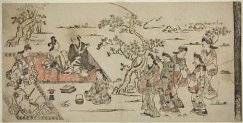 Flower Viewing, 1711 (reprint of 17th century work), Attributed to Hishikawa Moronobu, Japanese,