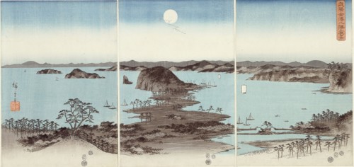 Evening View of Eight Famous Sites at Kanazawa (Buyo Kanazawa hassho yakei), 1857, Utagawa