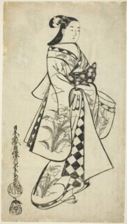 Standing Beauty, c. 1714, Kaigetsudo Anchi, Japanese, active c. 1704–16, Japan, Woodblock print,
