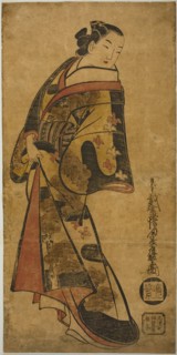 Standing Courtesan, c. 1715, Kaigetsudo Dohan, Japanese, active c. 1704-16, Japan, Hand-colored