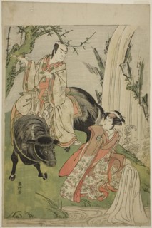 The Actors Segawa Kikunojo III as Princess Hatsune (Hatsune Hime) (right), and Ichikawa Monnosuke
