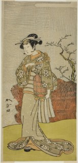 The Actor Yamashita Kinsaku II as Osaku (?) in the Play Onna Aruji Hatsuyuki no Sekai, Performed at