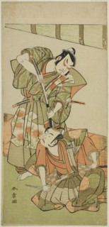 The Actors Ichikawa Yaozo II as Konoshita Hyokichi (?) (right), and Sakata Hangoro II as Matsunaga