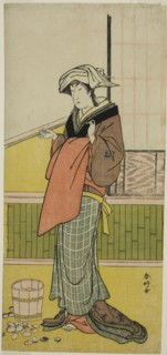 The Actor Nakamura Riko I as Moshio (?) in the Play Honda Yayoi Meoto Junrei (?), Performed at the