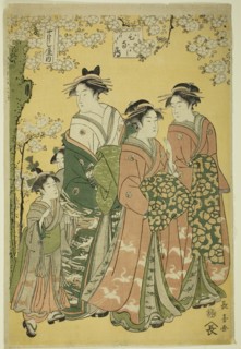 The Courtesan Hinazuru of the Chojiya and Her Attendants, early 1790s, Eishosai Choki, Japanese,