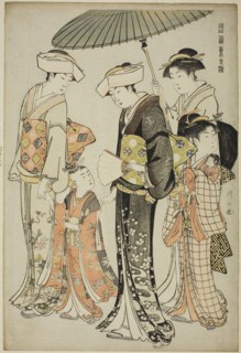 A Girl and Four Servants, from the series A Brocade of Eastern Manners (Fuzoku Azuma no nishiki), c