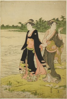Two Women Waiting for a Ferry on the Sumida River, c. 1787, Torii Kiyonaga, Japanese, 1752-1815,