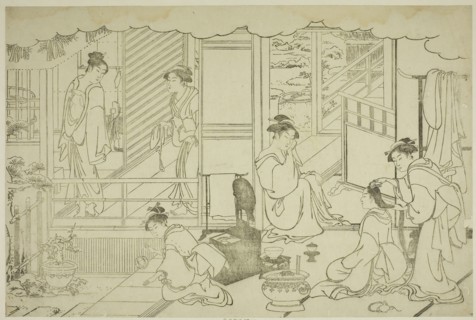 The First Bath of the New Year (Yudono hajime), from the illustrated book Colors of the Triple Dawn