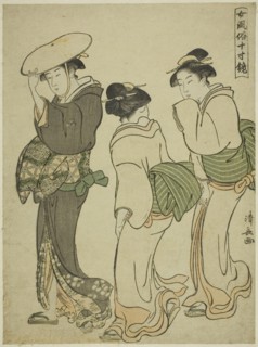 A Woman and Two Maids, from the series A Mirror of Feminine Manners (Onna fuzoku masu kagami), c.