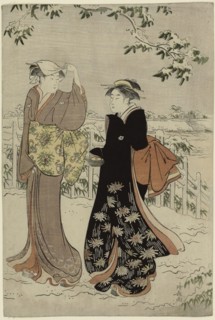 Matsuchi Hill after Snowfall, c. 1785, Torii Kiyonaga, Japanese, 1752-1815, Japan, Color woodblock