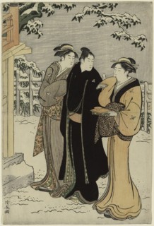 Matsuchi Hill after Snowfall, c. 1785, Torii Kiyonaga, Japanese, 1752-1815, Japan, Color woodblock