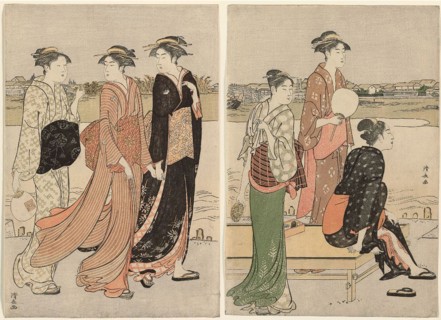 Summer Twilight on the Banks of the Sumida River, c. 1784, Torii Kiyonaga, Japanese, 1752-1815,