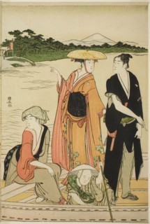 Ferry on the Rokugo River, c. 1784, Torii Kiyonaga, Japanese, 1752-1815, Japan, Color woodblock